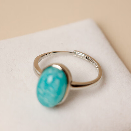 Red shadow 7A ice type natural old mine amazonite ring women's S925 silver blue green glacier good luck courage gemstone