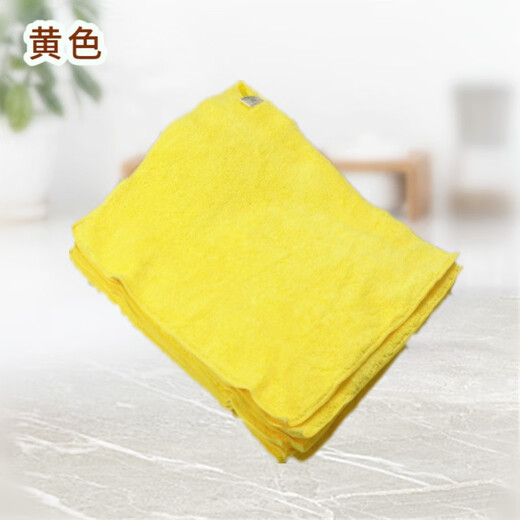 Yiran cleaning rags, kitchen cleaning cloths, thickened, water-absorbent, not easy to shed, household cleaning towels for wiping tables, chairs, glass, hotel cleaning towels, 5 yellow thickened upgraded models 30*40CM with lanyard