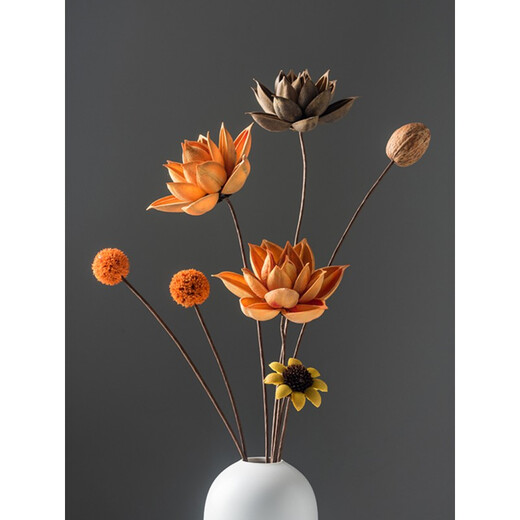Bouquet von echten Blumen Ornamente von lotus luftgetrockneten Lotusschoten natürliche Lotuswurzel Zen Blume Arrangement Chinesisches Wohnzimmer Dekoration getrocknete Blume Kombination 5009 getrockneter Blütenbeutel