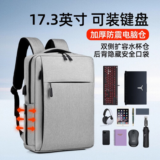 Qingxi Backpack Laptop Bag 17.3 Inch Gaming Backpack Suitable for Savior Y9000P Tianxuan 6pro Light Gray Expanded Cup Compartment + Back Pocket + SBS Zipper 17.3 Inch