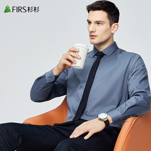 Shanshan (FIRS) plus samt warmes langärmeliges Hemd für Herrenkoralle Velvet Herbst Neues Festkörper-Shirt-Shirt 673 Haze Blue 42
