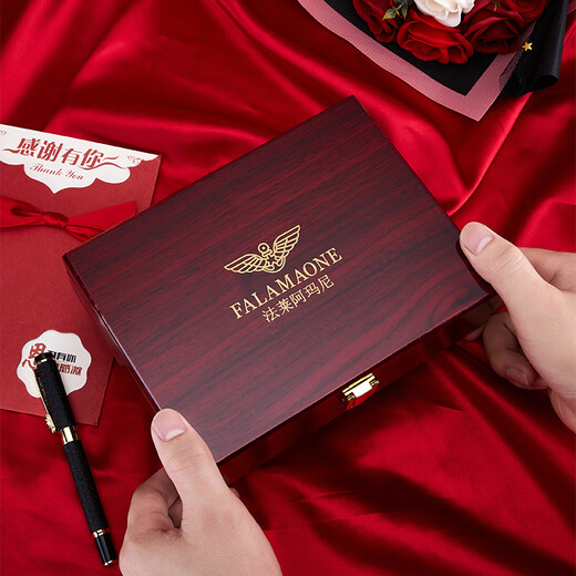 
FALAMAONE men's wallet genuine leather high-end brand business wallet short gift box birthday gift for husband father QB203-1 [high-end gift box packaging]