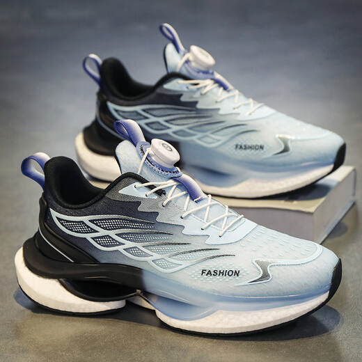 2025 Nouvelles chaussures de sport pour hommes et chaussures d'hiver pour hommes bouton rotatifs chaussures de course ultra légère absorbant et chaussures respirantes hommes 9888-Light Blue 39