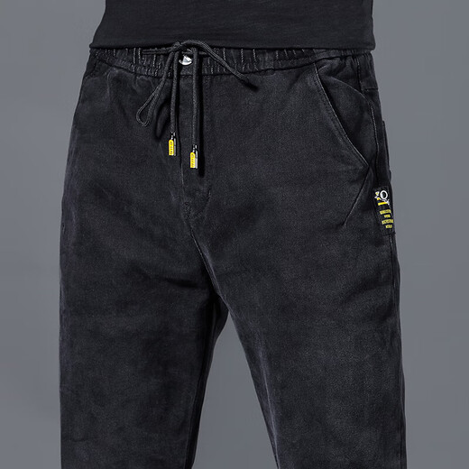 2024 Neue Feder- und Herbst-Elastik-Taille-Jeans für Männer, dehnen Sie gerade lose Füße Casual Hosen für Männer, K433 Gray [regulär] 3xl [150-165jin [Jin entspricht 0,5 kg]]