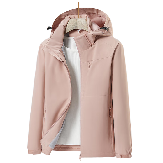 Zitronen plus Samt Windbreaker unter Bananenmantel Männern und Frauen koreanischer Stil winddicht und warmes Einschichtweichschalenjacke Work Style Literary Top 9930-Kiln-Pulver-Women [Solid Color] 2xl