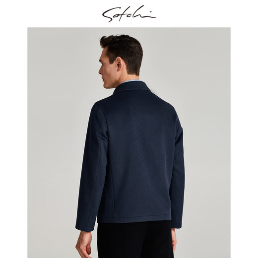 Sachi Satchi Men's Clothing 2023 Autumn New Style Business Wool Wool Warm Jacket Single Gen Men Blue M (48)