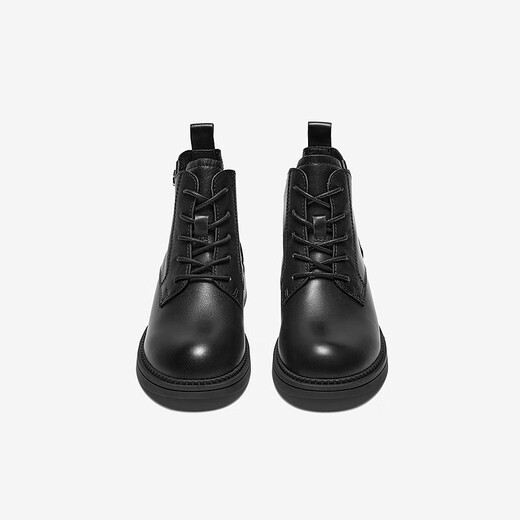 
Bestou Winter Shopping Mall same fashion British Martin boots cowhide strap plus velvet women's short boots YD228DD3 black 36