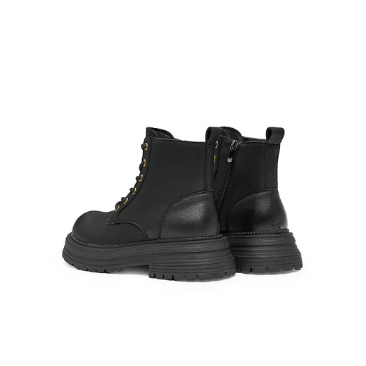 Tianmeiyi Frauenstiefel dicker alleinerer britischer Retro Sechs-Loch-Kurzstiefel für Frauen Martin-Stiefel modische Frauenschuhe KDX06DD4 Black (Samt) 37