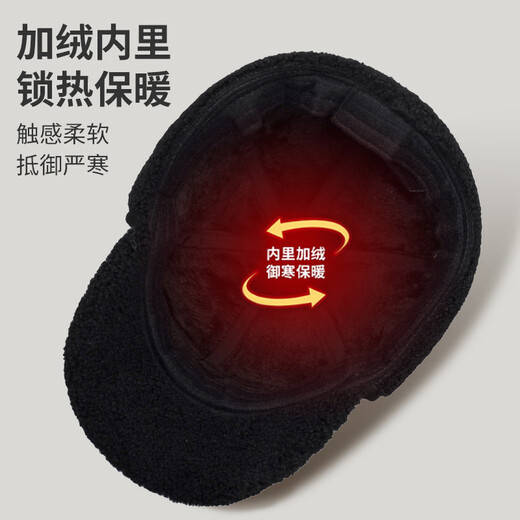 Red Dragonfly Old Man Hat Men's Winter Middle-aged and Old Dad Warmth Ear Protection and Cold Protection Plus Velvet Thickened Old Man Hat Grandpa Hat Black Hat One Size Hat Circumference About 58CM