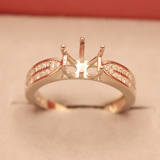 Shantu quality ring setting 18k red gold empty setting 8mm 2 carat diamond ring setting female round half wall (10mm/4 carat) white gold