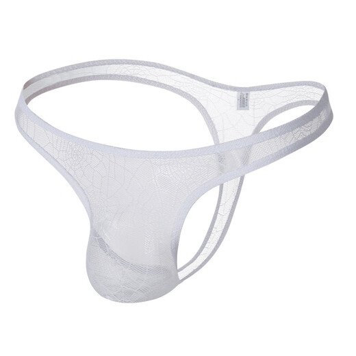 Long Night Men's Sexy See-Through Sexy Underwear Breathable Spider Web Passion Temptation Men's Low Waist Thong Black XL