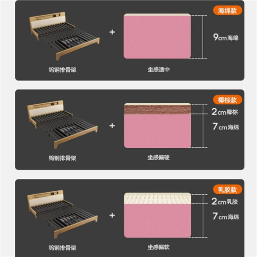 安王妃 沙发床 实木沙发床两用客厅小户型可折叠单双人坐卧多功能储物 1.53米（宽）153*198cm 椰棕款