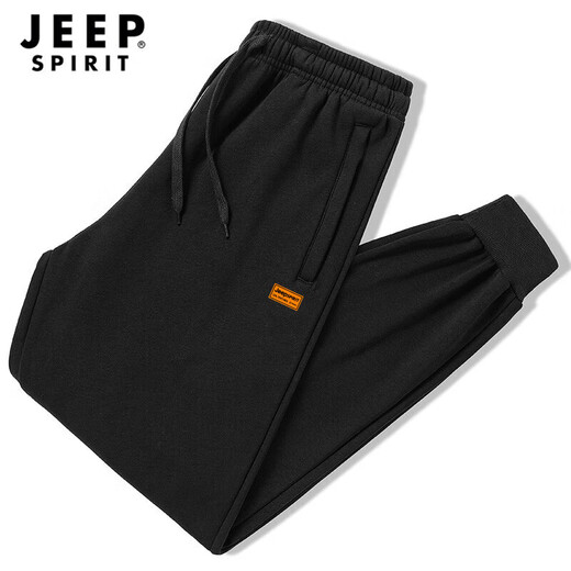 JEEP SPIRIT sweatpants men's spring and autumn leggings pants men's loose casual pants men's outdoor comfortable running trousers black XL