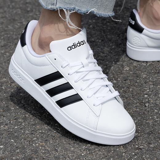 Adidas NEO men's shoes 2025 summer new three-stripe white shoes light casual shoes low top sports shoes student board GW9195 white/black 41 (255mm)