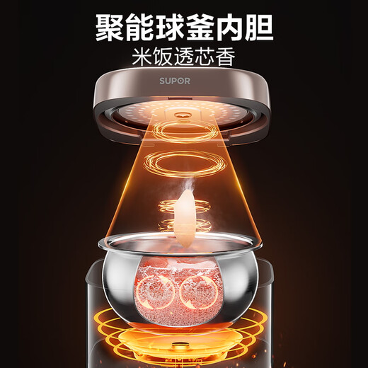 苏泊尔（SUPOR）0涂层球釜电饭煲4L大容量不锈钢内胆1-8人电饭锅触控家用智能微压多功能无涂层SF40FC699
