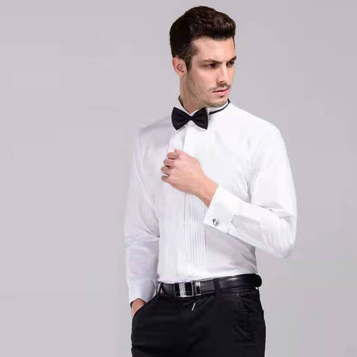 
Abefan men's white bow tie shirt performance dress shirt chorus costume performance costume groomsmen's suit swallow collar shirt white single piece bow tie 46 height 190 weight 200 Jin [Jin equals 0.5 kg]