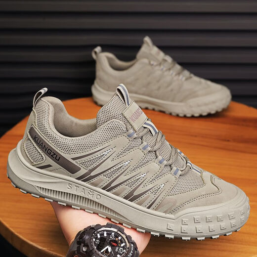 Changxiang Huili Labour Protection Shoes Herrenschuhe Frühling und Sommer Neues atmungsaktives Bauwesen Schweißkoch Funktion Schuhe im Freien im Außenbereich Bergschuhe FH-SHENGMAO 958-3 Beige 42