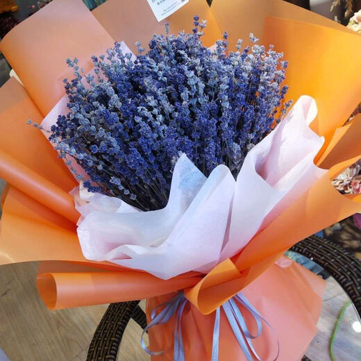 AIMAN dried lavender bouquet living room home decoration natural dried bouquet real flower aromatherapy internet celebrity flower arrangement ins gift 250g British blue half Jin Jin is equal to 0.5kg long style new summer flowers all in English newspaper packaging