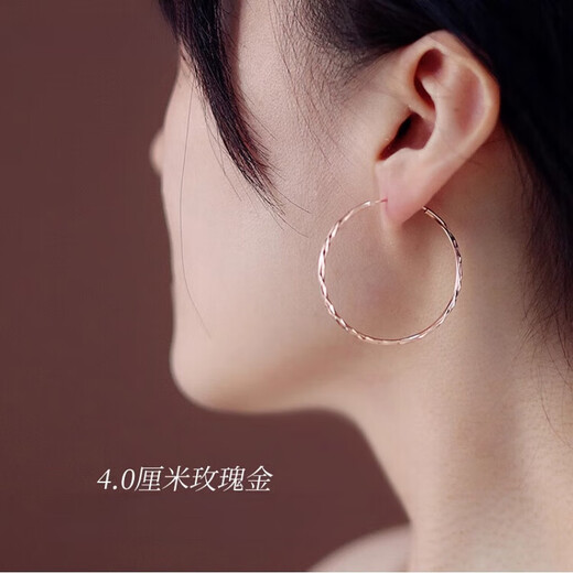 DL 199818k gold earrings rose gold earrings color silver large hoop earrings 2024 new style women's silver color gold patterned rose gold 5.0 cm silver earrings
