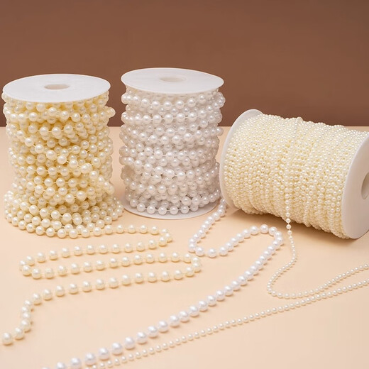 Floral bouquet imitation pearl chain white connected bead chain flowers diy Christmas tree material wedding party decoration 6mm pearl chain 3 meters