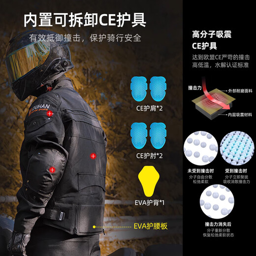 Duhan (DUHAN) motorcycle riding suit men's four-season anti-fall motorcycle suit off-road racing suit rider pants D-020 black top XL