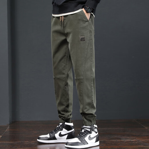 Zhaoxun short men's pants 160 cropped pants men's autumn and winter 2024 new sports long tying loose sports workwear 689 camel M (95-110Jin [Jin equals 0.5 kg])