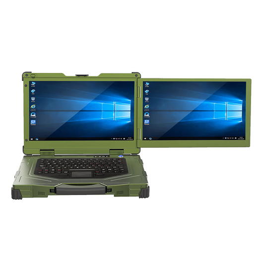 Huazhixin Control Huazhixin Contrôle [ordinateur portable renforcé à trois étapes] 15,6 pouces Military Renforced ordinateur portable Industrial Computer Workstation Server Domestic Computer Portable All-in-One Dimensity TJ-156-2 Dual Screen-Three-Infrathe
