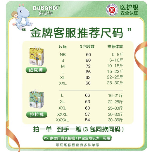 布班迪盏放拉拉裤婴儿超薄干爽透气男女宝宝新生尿不湿加量吸收 【全包臀】拉拉裤4XL码54片