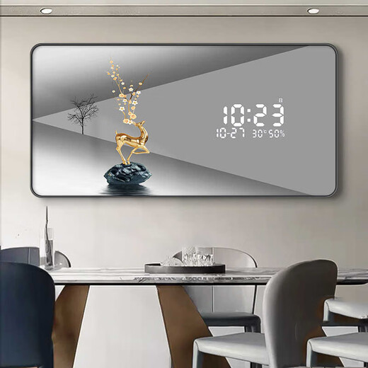 
Hanxuan 2025 new restaurant decoration painting electronic living room background wall radar sensing digital display wall clock dining room clock painting JD13533 digital display model 100*50 (suitable for restaurants about 1.5 meters) crystal picture pvc gold edge/plug
