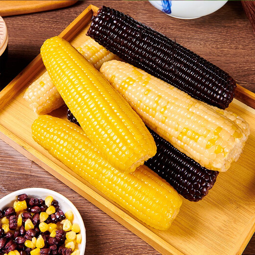 KEEP W-VILLAGE GO selects Northeastern corn, fresh, sweet and waxy vacuum-packed corn 10 sticks, healthy whole grain corn sticks, 5 black and 5 yellow, 10 sticks (single stick is more than 200g)