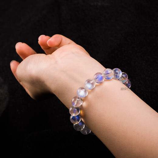 Eternal symbol collection grade natural Indian ice vitreous strong blue light gray moonstone bracelet for women high-end crystal blue moonstone collection grade 10mm