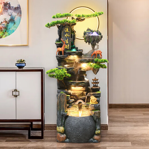 
DR-FLVVS Feng Shui Ornaments Flowing Water Huge Large Rockery Fountain Wheel Living Room Office Alpine Circulation Water Humidifier Open 9928 Small [111cm Height]