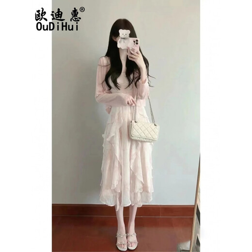欧迪惠法式连衣裙女装2025年夏季新款初恋温柔风碎花吊带裙子女衣服套装 粉色开衫+吊带裙 S