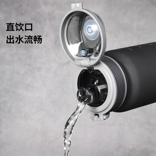 DFIFANTritan large capacity sports water bottle fitness water cup for men and women outdoor travel water bottle summer high temperature resistant plastic cup gray (phantom model) 1500ml