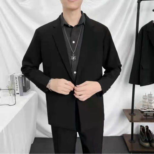 Peintures: British Yuppie Men's Clothing Automne and Winter Black Suit Trendy Men's's Suit Spring and Automne New Men's Veste Business Formal Wear Using Loose Handsome Veste Set Automne Automne Men's Three Set's Men's Tree It