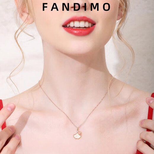 Fantimo 18k gold diamond necklace for women, three lives with apricot pendant design, rose gold clavicle chain, colored gold ornaments, 18K gold three lives with luck necklace, SF Express+ brand gift box