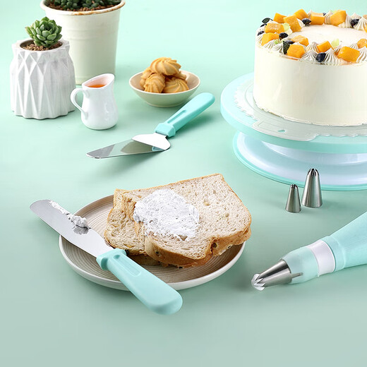 Baijie cake turntable turntable decorating turntable household tools birthday cake making chassis tray rotating baking set cake turntable classic six-piece set color box