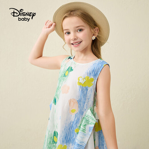 
Disney (DISNEY) girls vest dress colorful splicing for children's day performance dress summer DB321AA48 green 140