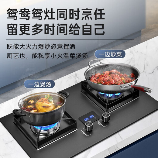 YANTT Germany [Door installation] Gas stove Natural gas stove Gas stove Double stove Household large firepower hot stove 2.5 thickened stove table dual-purpose stove 2.5 thickened stainless steel right side fire timing model (681) Natural gas