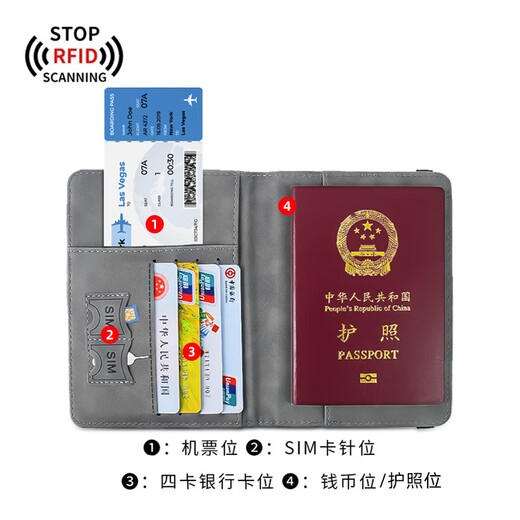 山头林村护照包保护套防盗刷卡套证件收纳银行卡包RFID出国旅行身份证夹套 护照包深蓝防消磁防盗刷屏