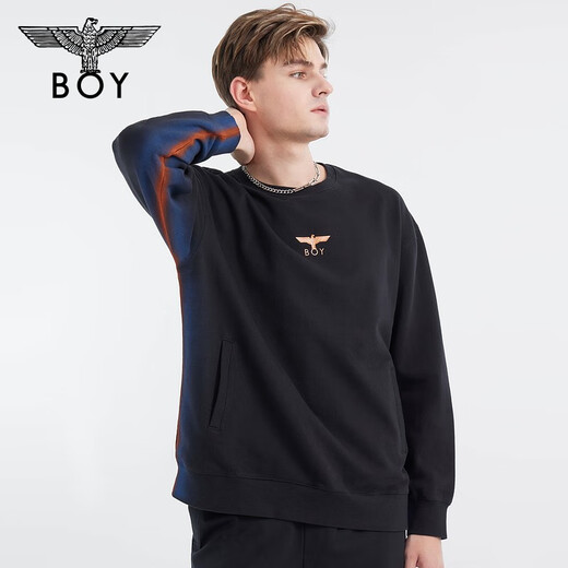 BOY LONDON rock flame spring couple long-sleeved twill embroidered pullover round neck sweatshirt N03900 blue M