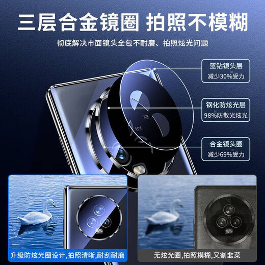 Suoaige 荣耀Magic7手机壳华为荣耀Magic7保护套至臻版男女双面玻璃翻盖磁吸金属镜头全包透明外壳 【黑色-高清款】双面玻璃-镜头全包 荣耀Magic7