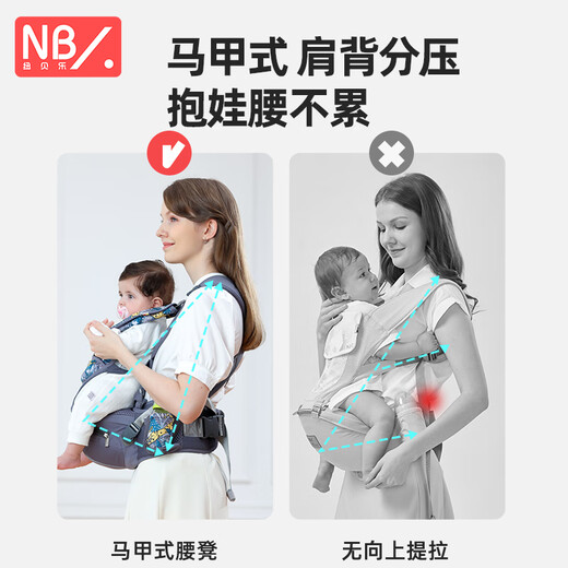Newber Taillenhocker Babygurt vorne umarmt 0-36 Monate Baby Holding Artefakt freisetzt Hände Multifunktionales Baby auf der Bank sitzen