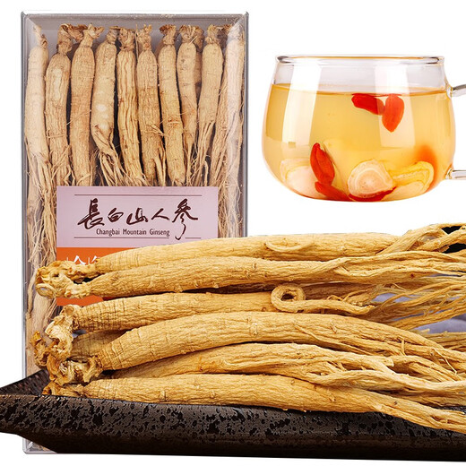 长白山人参300克粗根盒装全须生晒参白参年份足 煲汤煮粥补品泡酒礼品