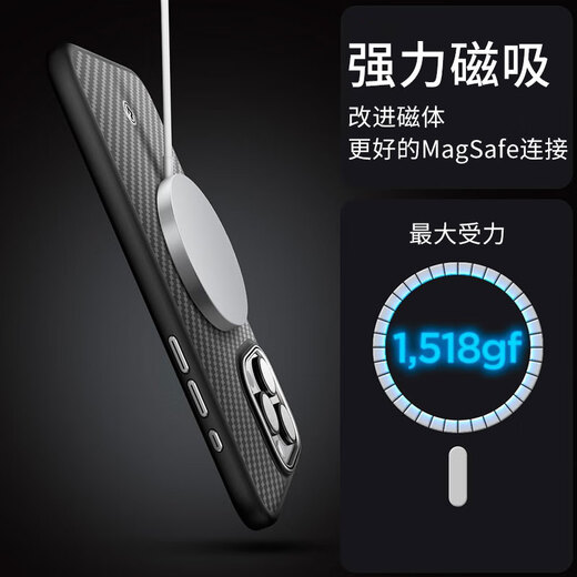 Spigensspigen für iPhone 15Promax Anti-Fall-Fall-Hülle Schutzhülle Kevlar Aramidfaser Atmosphärische Geschäftsgeschäft magnetisch Internet Prominente Einfache schwarze iPhone 15 Pro