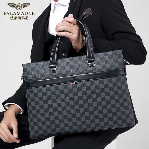 法莱阿玛尼（FALAMAONE）品牌公文包商务包男士手提包牛皮高档电脑包生日礼物送老公男友 GW415 通勤风15.6英寸