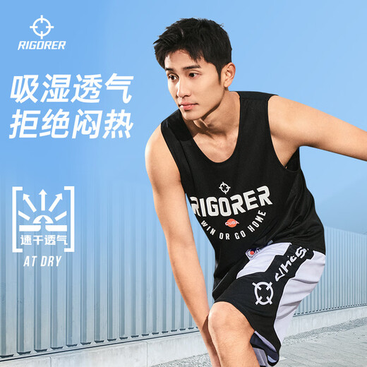 准者（RIGORER）篮球背心男士夏季篮球训练大学生跑步户外田径布透气清凉球衣 Z123210345-1纯正黑 【背心】 XL (180)