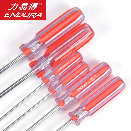 力易得（ENDURA）彩条螺丝刀十字一字螺丝批刀头部带磁性家用起子改锥组套 一字5x200mm E6210