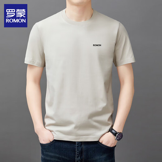 Kurzärärmelte T-Shirt-Sommer-Trend von Romon-Männern einfacher runde Hals Top lässig coole T-Shirt Herren T YS9929 Weißes Label M (105) 90-110Jin [Jin ist 0,5 kg]