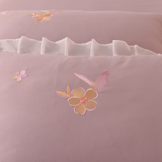 Zhewei Faleta de algodón puro Falda de una sola pieza Flor de estilo de algodón doble con falda Capa de la cama Capa del delantal SN9720 Dream-Binglan 150*Falda de la cama individual de 200 cm